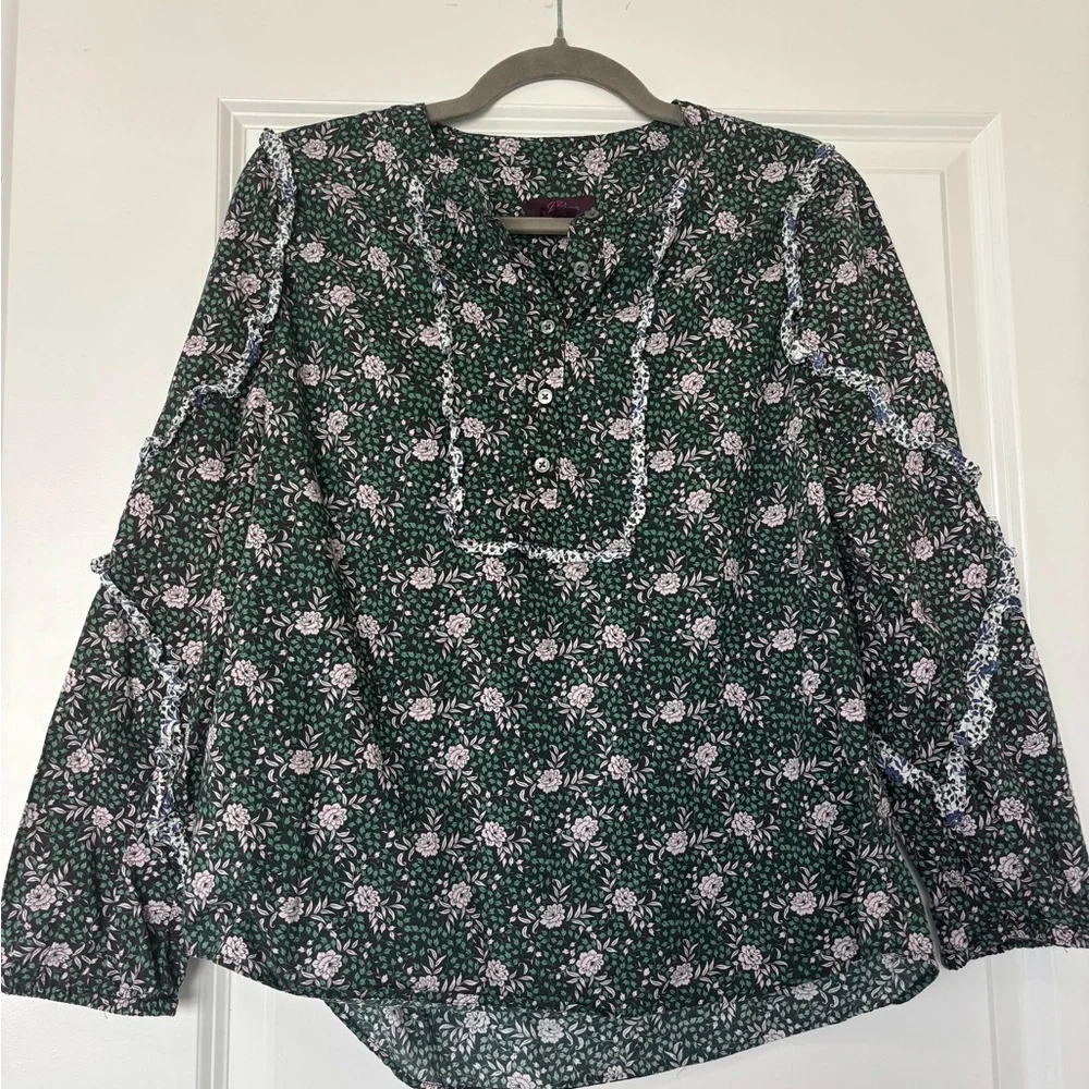 J.Crew Ruffle Sleeve Blouse Mixed Franklyn Floral print Liberty London - Picture 2 of 6